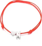[WLL] Silver Color Tiny Heart Initial Bracelet for Women Men Lucky String Braided Red Rope Alphabet Letter Charm Bracelets Couple Gifts