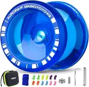 MAGICYOYO Crystal YoYo K3 Aurora-p, Pro Finger Spin Trick Yo yo for Advanced, Responsive Yoyo for Kids, with Unresponsive Yoyo Bearing with 12 Yoyo Strings + Square Yo-yo Ball Bag (Dark Blue)