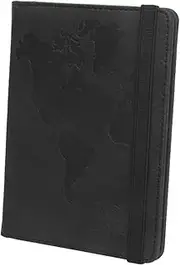 [CHUAN boutique] World Map Pattern Passport Holder Strap Anti-Magnetic Multiple Card Slots Leather Passport Book Elastic Band Ticket Holder