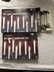 Vintage 2 Boxes NOMA 10-Light Candlestick Set Drip Wax Gold Base W/Clip #89100