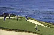 Golf US Open Scenic view of Jack Nicklaus reacting to putt during - Old Photo