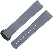 [RAYESS] FKM Fluorous Rubber Curved End For Omega Seamaster 300 Diving Stainless Fold Buckle Replacement WatchBands 20mm