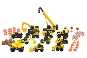 CAT Construction Toys, Little Machines Mega Set, 40-Piece Yellow Vehicles and Construction Site Accessories, Includes Dump Truck, Crane, Excavator, Bulldozer and more, for Kids and Toddlers Ages 3+
