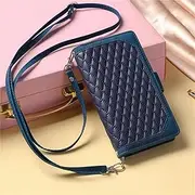 [HJZSZX] for Samsung A34 Corssbody Lanyard Leather Zip Wallet Card Phone Case(for Samsung A34/Blue)