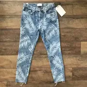 Current/Elliott The Stiletto Leaf Print Skinny Jeans Wily Blue White sz 27 NWT