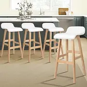 [ALFORDSON] Wooden Bar Stools High Chair Set of 4 Samuel Series, Low Backrest Counter Stool with Footrest for Home Kitchen, 4X Barstools Countertop Dining Chair White