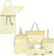 [COLORFUL CANDY STYLE] NT609300 Kindergarten Entrance 6-Piece Set, Lesson Bag, Shoe Case, Drawstring Bag, Gymnastics Clothing Bag, Lunch Bag, Cup Bag, Small Compartment, Apron, 130-160, Mimosa Fleur,