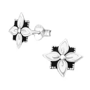 Silver Flower Stud Earrings