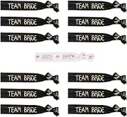 JKJF 13 Pcs Bachelorette Party Favors Wristbands Bracelets Bride and Team Bride Hair Tie No Crease Elastics Ribbon for Wedding Engagement Party Bridal Shower - White & Black