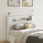 LED headboard cabinet white RGB lights storage modern 140x16.5x103.5 9245