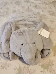 Pottery Barn Kids Grey Elephant Plush Play Mat Monogram "H" NWT