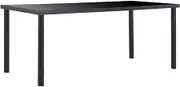 Dining Table, Black Metal Frame, Tempered Glass for Kitchen, Dinner Room, Modern Set, 180x90x75 cm