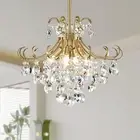 XINGQI Modern Crystal Chandeliers for Dining Room 4-Light Crystal Pendant Lig...