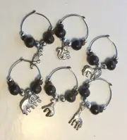 PIER 1 IMPORTS WINE GLASS CHARMS - SET OF 6 - JUNGLE ANIMALS OR Different Design