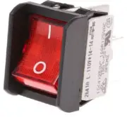 Apem ROCKER SWITCH 16A 250V AC Latching DPST Panel Mount, Illuminated RED