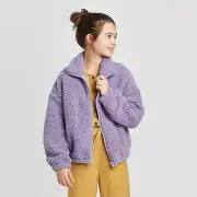Art Class Girls' Front-Zip Fuzzy Jacket Purple Size Small (6/6x)