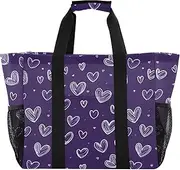 [sanluoli] Bag For Trunk Foldable Beach Tote Bag Sandproof Canvas Car Totes, Heart Shape Pattern Heart Shape Pattern, 1 size