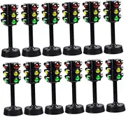 HOOTNEE 12pcs Traffic Light Model Mini Signal Lamp Traffic Light Toy Traffic Safety Model Toy Road Signs and Cones Toy Traffic Light Mini Stop Adhesive Tape Miniature Child Abs