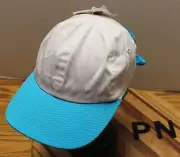 NWT XHILARATION ACTION CAP WHITE & BLUE WITH PONYTAIL SLOT IN BACK PN