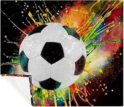 Fleece Blanket Lightweight Soft Cozy Luxury Bed Blanket Microfiber, Splash Ink Art Sport Football Soccer Ball