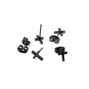 Gunmetal Stainless Steel Earrings - Cross Studs - 8mm - 2 Pieces 1 Pair - ER419