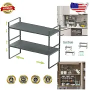 Durable Two-Pack Spice Rack Shelf Organizer with Adjustable Height & Capacity