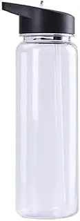 Sports Water Bottle with Straw Flip Top Drinks Bottles Gym Water Cup for Running Bike Schools Gym Bottle Bottles with Straw Clear