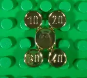 *BRAND NEW* Lego Gold Chrome 4 Coins on Sprue Money 10 20 30 40 Cash x 1 Set