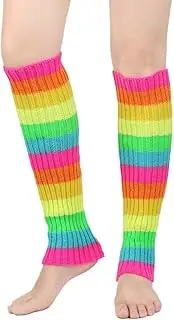 [Generic] Men's Women's Winter Striped Pattern Knitted Yarn Warm Boot Leg Guards Foot Pile Socks I Love 80s