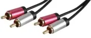PRO SIGNAL Slim 2x Phono (RCA) Plug to 2x Phono Plug Lead 2m Black