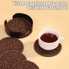 Kitchen Countertop Protectors Decor Coasters of 6 Thickened Non-slip