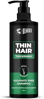 Beardo Hair Thickening Sulphate Free Shampoo for Men 200 ml | With Biotin, Keratin, Saw Palmetto | Sulphate and Paraben Free Shampoo | For Strong & Thick Hair