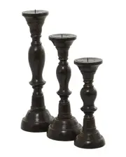 Peyton Lane Set of 3 Farmhouse Solid Mango Wood Candle Holder