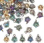 SUPERFINDINGS 40Pcs 5 Colors Wire Wrapped Star Pendants Antique Bronze Electroplate Glass Charms Crystal Dangle Charms for DIY Earring Bracelet Necklace Hole:2.8mm, Glass