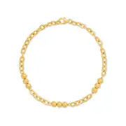 Bevilles Serene Bead Chain Bracelet 19cm in 9ct Yellow Gold