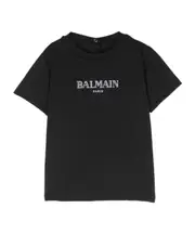 logo-embroidered T-shirt 12M Black