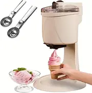 Soft Serve Ice Cream Machine, 1000ML Household Automatic Soft Ice Cream Making Machine, 20W Fruit Dessert Yogurt Cone Ice Cream Maker with 2 Spoons, Healthy, Simple One Push Operation