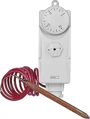 [EMOS] 38 x 54 x 105 mm Analogue Thermostat with Capillary Sensor, Temperature Control for Heating, Heating Systems, Water Heating and Cooling Systems, White