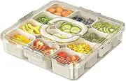 Snack Box,Agemin Divided Serving Tray with Lid,Transparent Portable Snack Container with 12 Compartments for Storing Fruits,Candies,Cooked Food,Vegetables.
