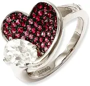 [JewelryWeb] 925 Sterling Silver and CZ Simulated Diamond Brilliant Embers Pink Love Heart Ring Size 6 Statement-Ring for Women