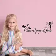 SUPERDANT Fairy Wall Decals Fairy Tale Wall Stickers Once Upon a Time Quote Wall Decor Vinyl Self-adhesive Sticker Decoration for Nursery living room Bedroom Classroom Wall Sticker Vinyl Transfer