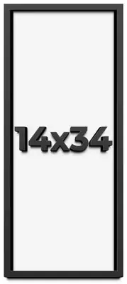14x34 Shadow Box Frame Black | 1 inches Deep Real Wood Contemporary Shadowbox Di