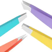 4-Pack Tweezers Set - Professional Stainless Steel Tweezers for Eyebrows and ...