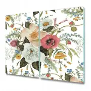 Glass Worktop Saver Kitchen Flowers | Botanical Bouquet Artwork | 2x30x52