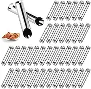 50 Pcs Cannoli Tubes Stainless Steel Cannoli Forms Cream Horn Molds Non Stick Danish Pastry Molds for Croissant Shell Cream Roll Baking Cookie Dough