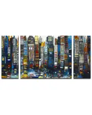 Ready2HangArt Never Sleeps 3 Piece Wrapped Canvas Wall Art Set