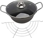 Zerodeko 1set Non-Stick Frying Pot Deep Fryer Pan with Oil Drainer Rack for Tempura Fish Chicken Home Cooking Camping