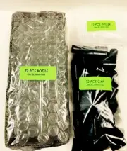 216 Pcs, PLAIN 1/3 oz 10ml Clear Glass Rollon Bottle W/BLACK Cap & Roller