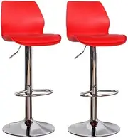 2 Pcs Bar Stools Kitchen Bar Stool Leather Barstools Swivel Gas Lift Counter Chairs BS8404 Red
