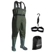 Waders Waterproof Lightweight Fishing Waders with Boots M9/W11 Army Green